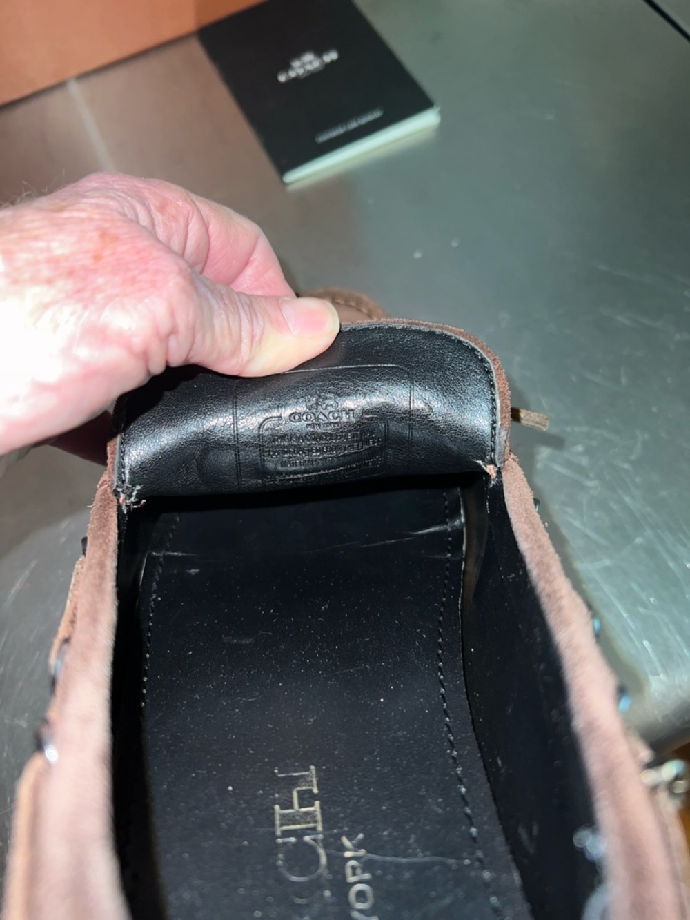 COACH Men's Brown Suede Boat Shoes - Picture 9 of 12